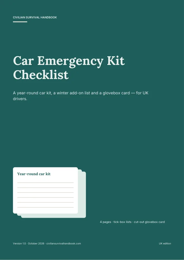 Cover of the car emergency kit checklist