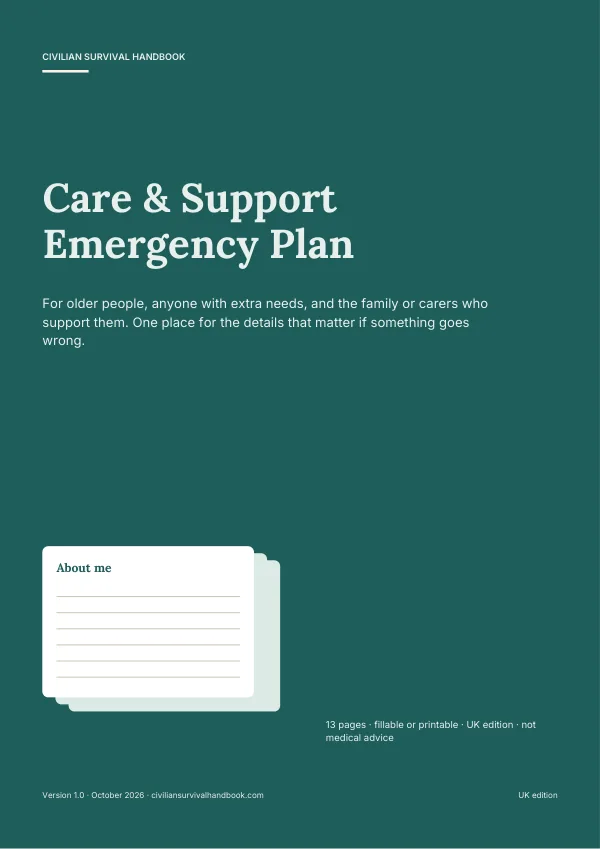 Cover of the Care & Support Emergency Plan