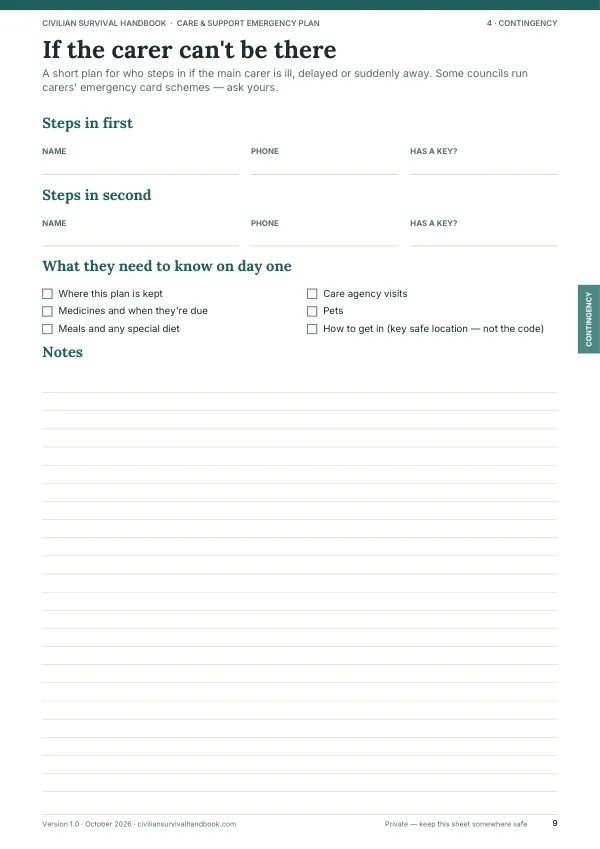 Page 9 of the Care & Support Emergency Plan