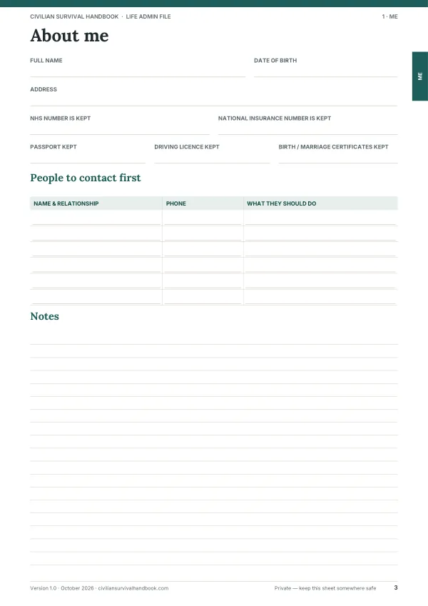 Page 3 of the Life Admin File