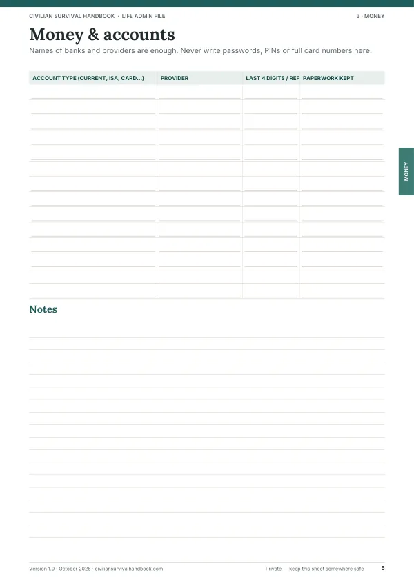 Page 5 of the Life Admin File