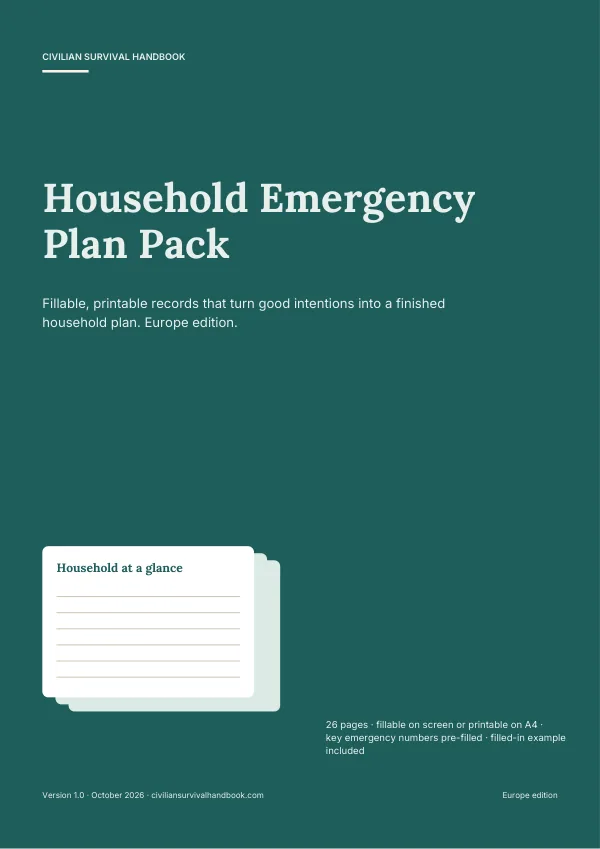 Cover of the Household Emergency Plan — Europe edition